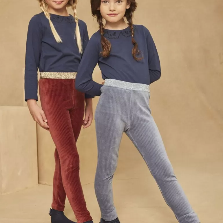 Sergent Major Pantalon Jean & Legging | 2 Leggings Brique Et Bleus En Velours