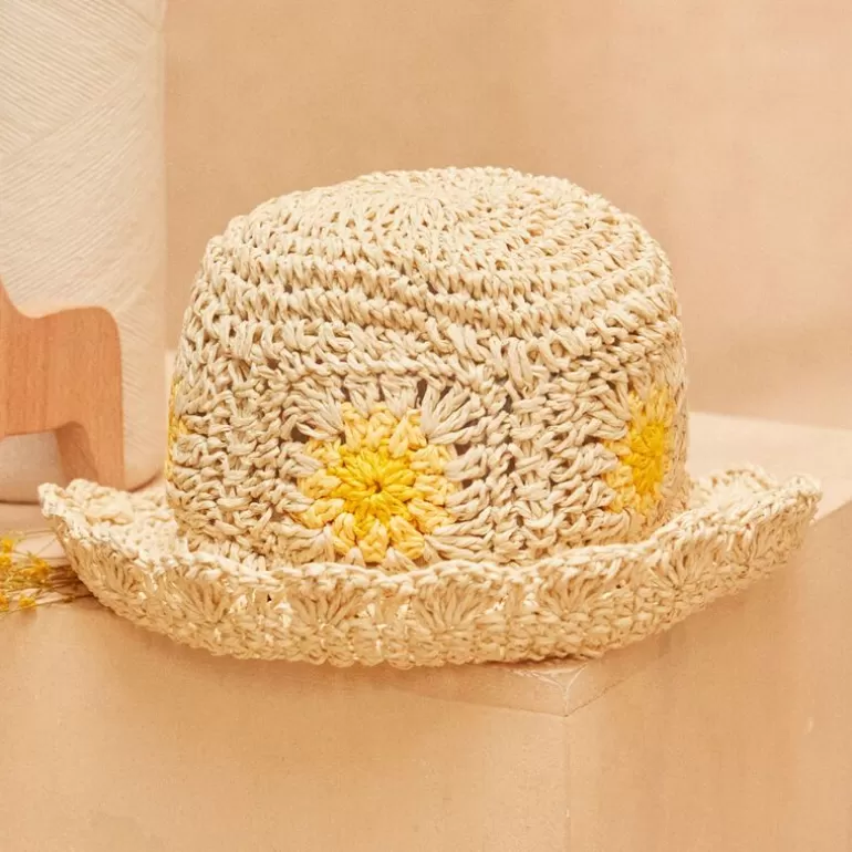 Sergent Major Chapeau & Bandeau | Bob En Paille A Motifs Fleurs