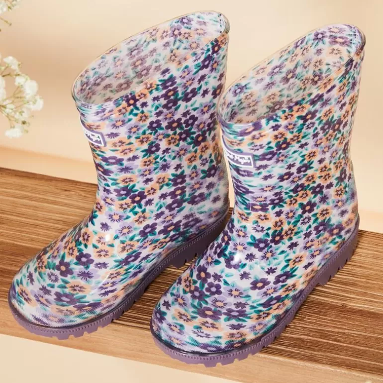 Sergent Major Chaussures Et Chaussons | Bottes De Pluie Violettes A Imprime Fleuri