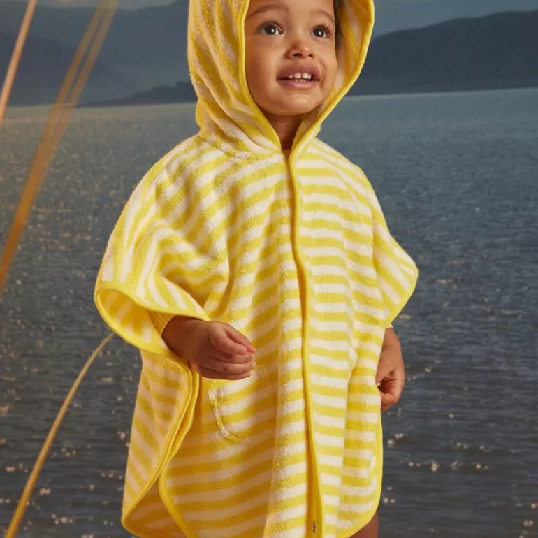 Sergent Major Maillot De Bain | Cape De Bain Ambre Jaune A Capuche A Rayures