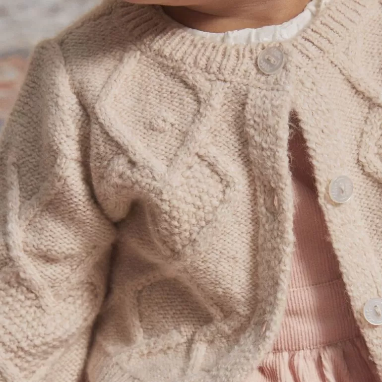 Sergent Major Pull Gilet & Cardigan | Cardigan Beige En Tricot Torsade