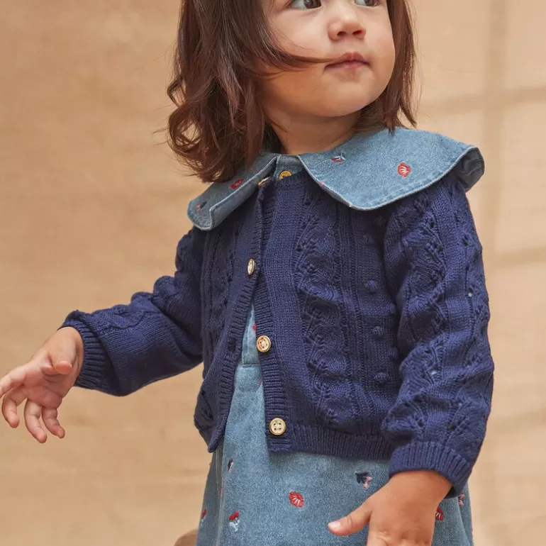 Sergent Major Pull Gilet & Cardigan | Cardigan En Maille Ajoure Bébé Fille