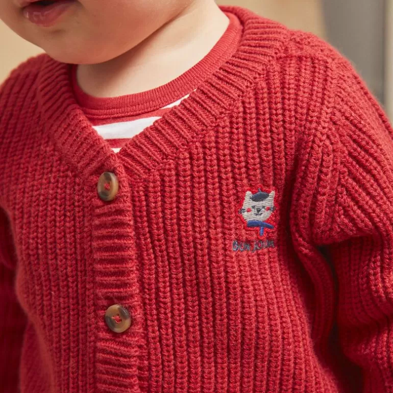 Sergent Major Pull Gilet & Cardigan | Cardigan Rouge En Tricot