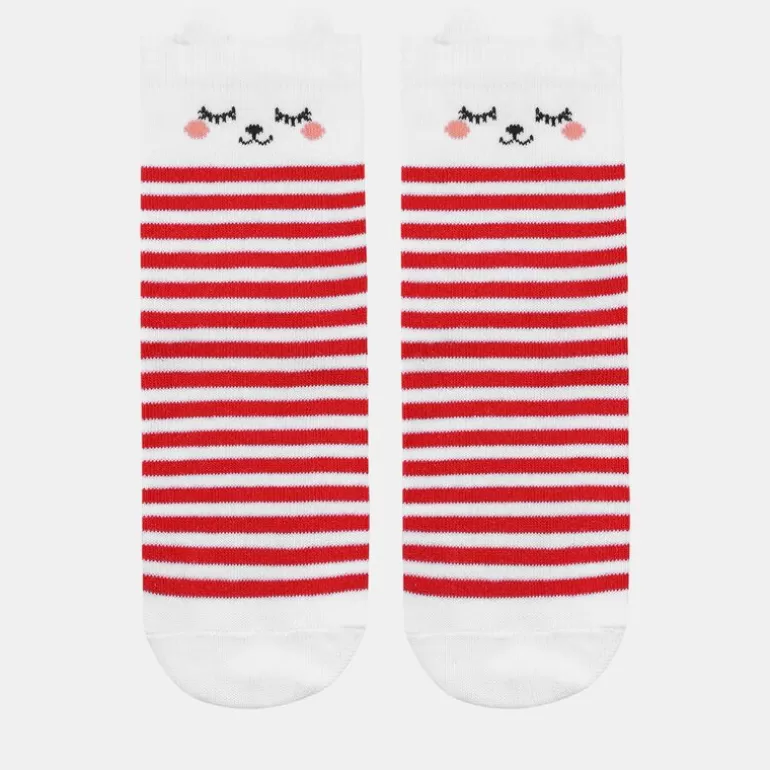 Sergent Major Sous&Vetement Chaussette & Collant | Chaussettes Jacquard A Rayures Et Imprime Chat