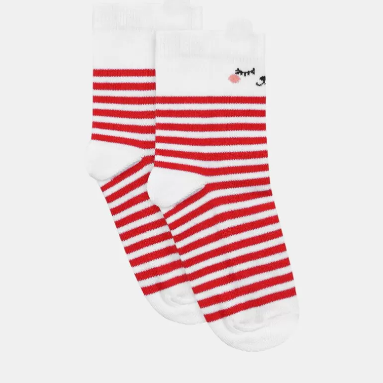 Sergent Major Sous&Vetement Chaussette & Collant | Chaussettes Jacquard A Rayures Et Imprime Chat