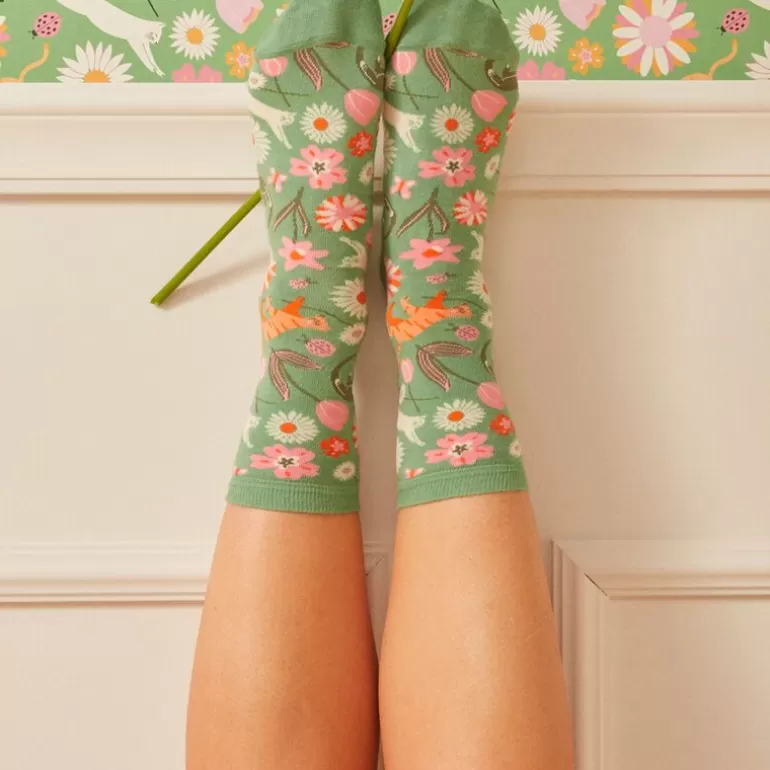 Sergent Major Sous&Vetement Chaussette & Collant | Chaussettes Jacquard Animation Chats Et Fleurs