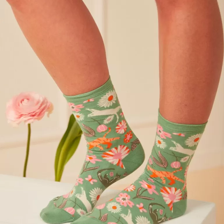 Sergent Major Sous&Vetement Chaussette & Collant | Chaussettes Jacquard Animation Chats Et Fleurs