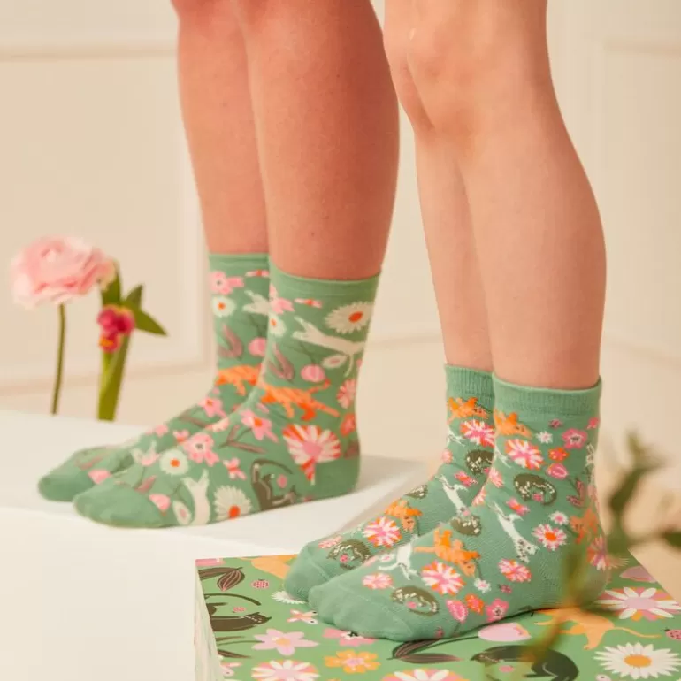 Sergent Major Sous&Vetement Chaussette & Collant | Chaussettes Jacquard Animation Chats Et Fleurs