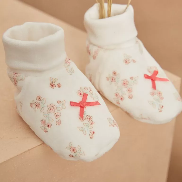 Sergent Major Bonnet Moufle Chausson & Chaussette | Chaussons De Naissance Ecrus En Velours