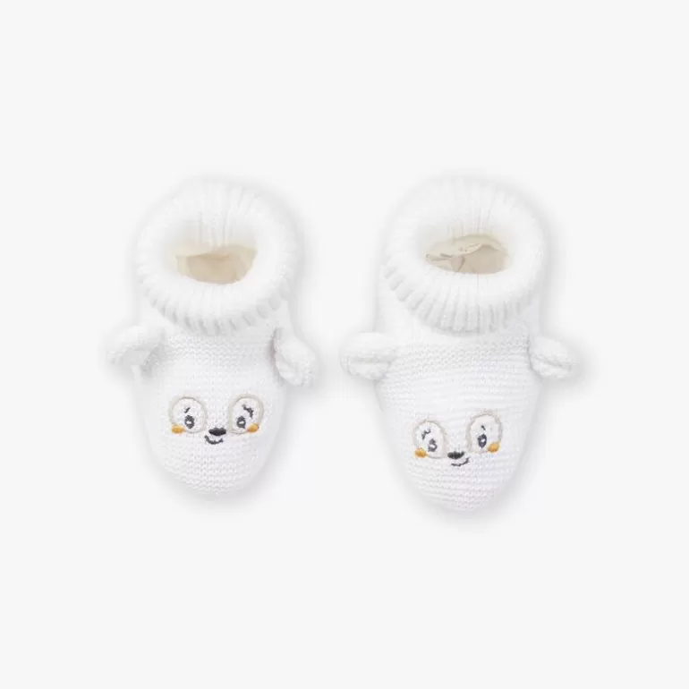 Sergent Major Bonnet Moufle Chausson & Chaussette | Chaussons De Naissance En Pointe De Mousse Ecru