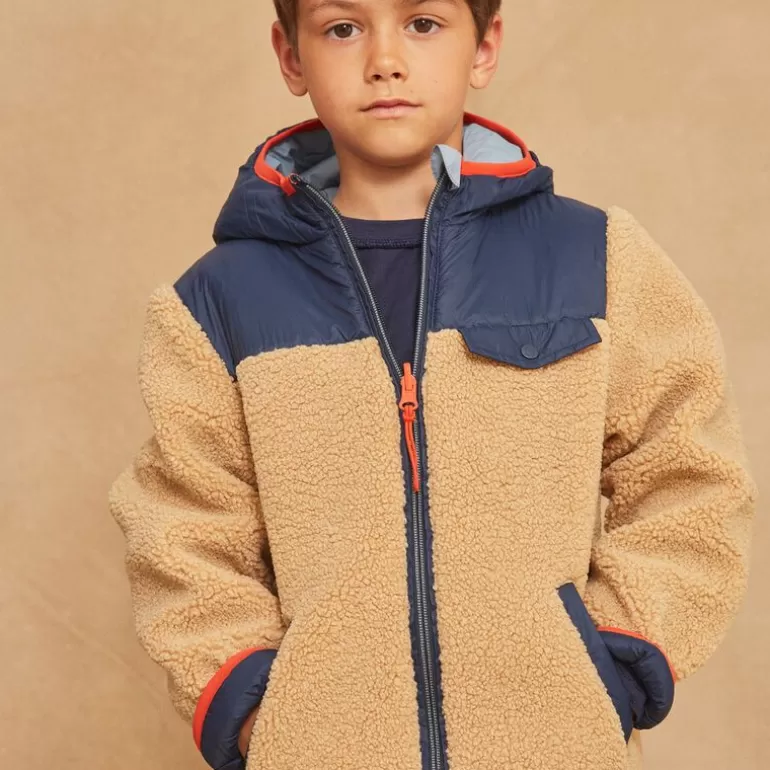 Sergent Major Manteau Parka & Veste | Doudoune A Capuche Reversible Bleue Et Beige