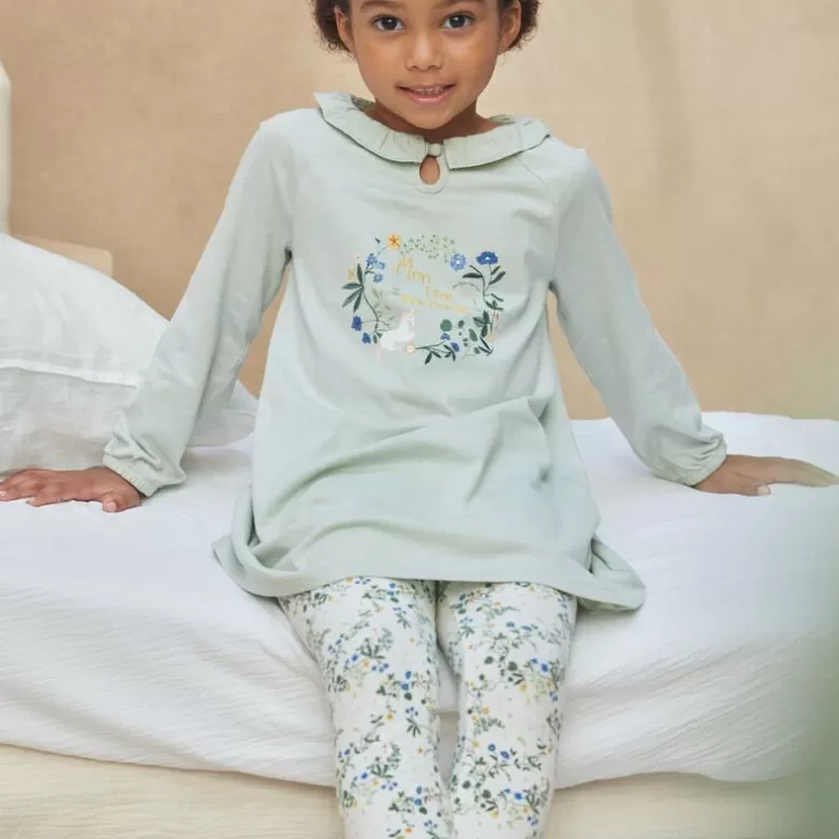 Sergent Major Pyjama | Ensemble Chemise De Nuit Et Legging Sauge A Motif Licorne Et Imprime Fleuri