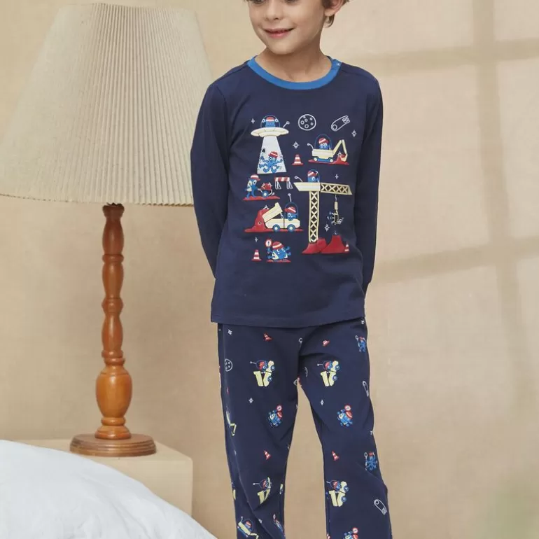 Sergent Major Pyjama | Ensemble Pyjama Bleu En Coton A Imprime Monstre