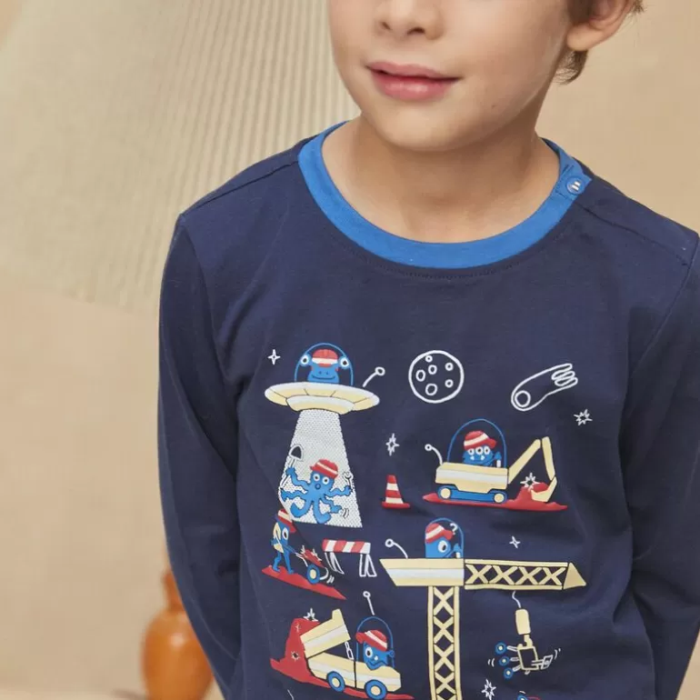 Sergent Major Pyjama | Ensemble Pyjama Bleu En Coton A Imprime Monstre