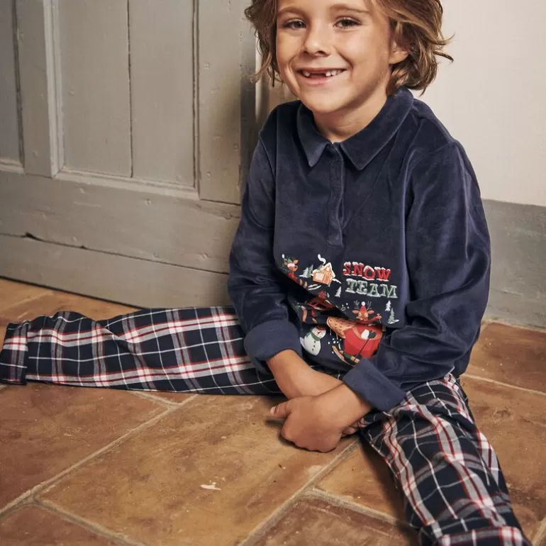 Sergent Major Pyjama | Ensemble Pyjama De Noel Bleu Marine En Velours