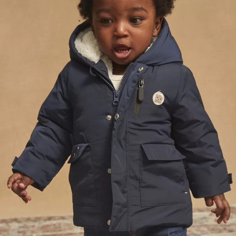 Sergent Major Manteau Parka & Veste | Manteau A Capuche Bleu Nuit En Canvas