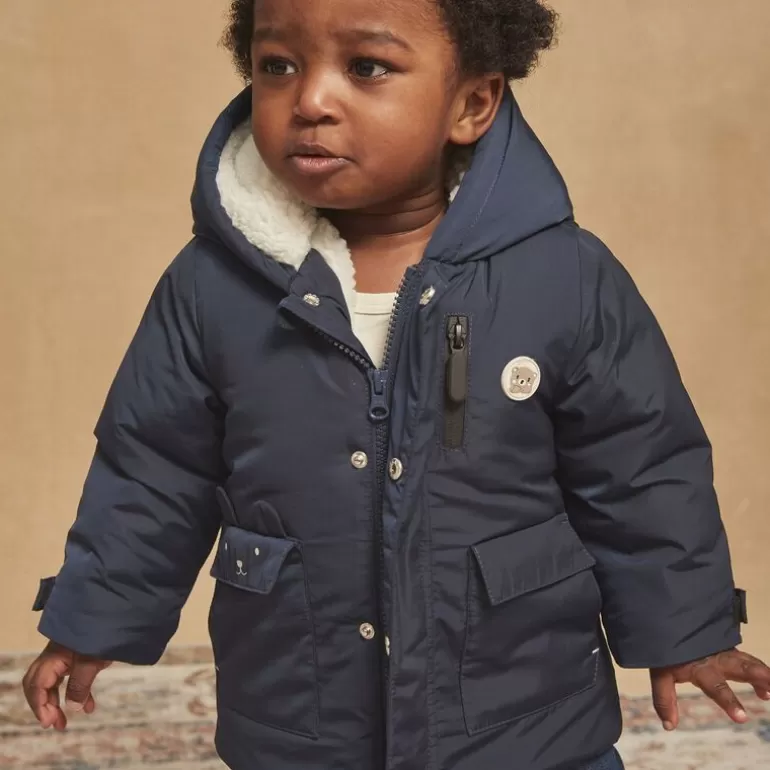 Sergent Major Manteau Parka & Veste | Manteau A Capuche Bleu Nuit En Canvas