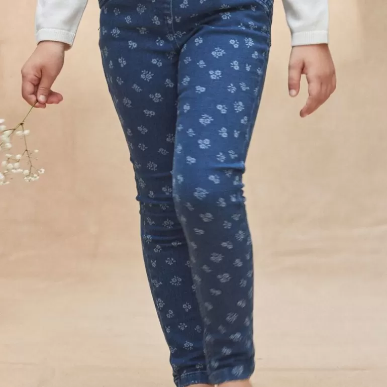 Sergent Major Pantalon Jean & Legging | Pantalon Denim Slim Bleu Avec Des Fleurs