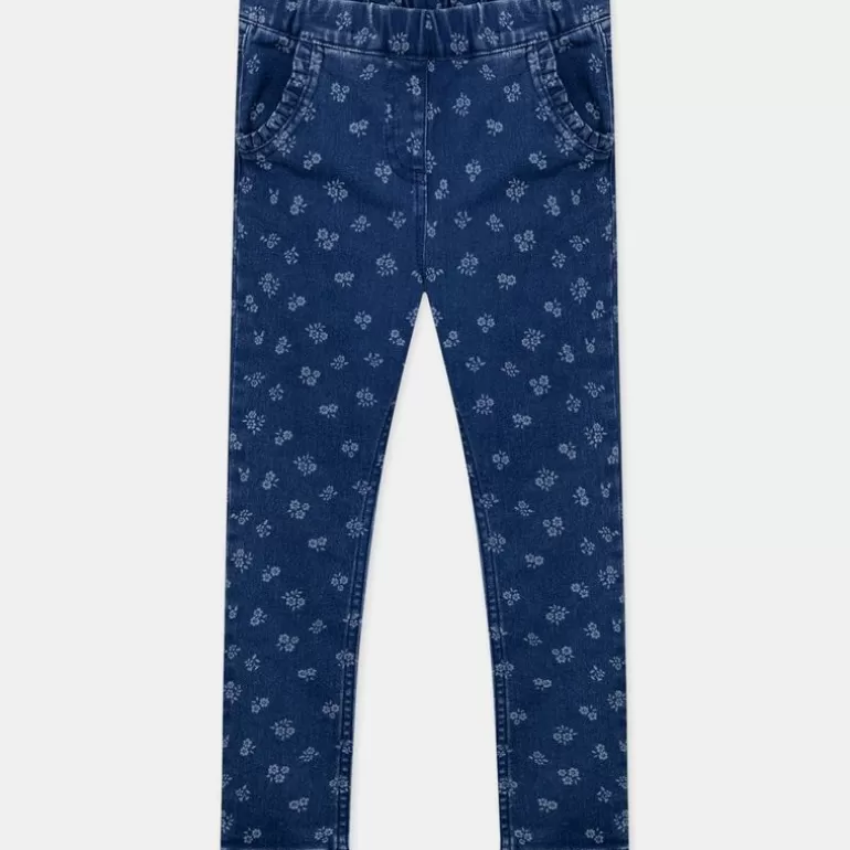 Sergent Major Pantalon Jean & Legging | Pantalon Denim Slim Bleu Avec Des Fleurs