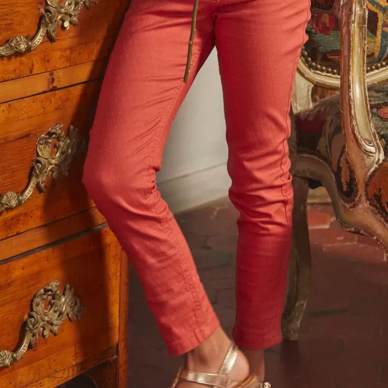 Sergent Major Pantalon Jean & Legging | Pantalon Rouge Ceinture Fleurie