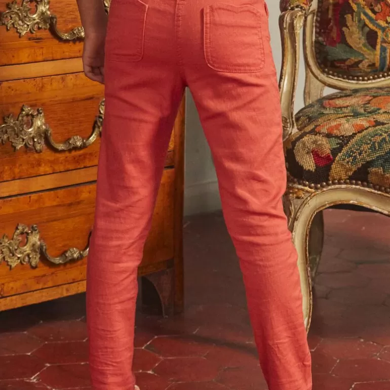 Sergent Major Pantalon Jean & Legging | Pantalon Rouge Ceinture Fleurie