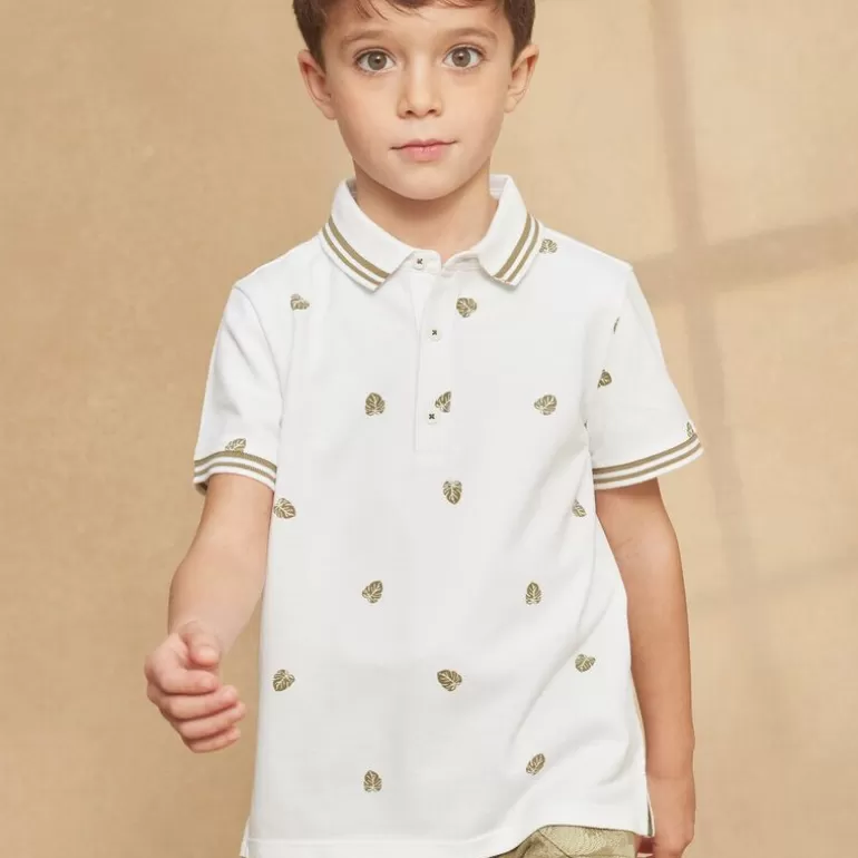 Sergent Major T-Shirt & Polo | Polo Blanc A Imprime Feuilles