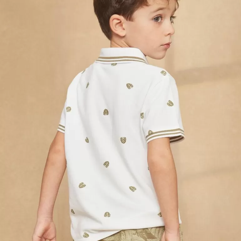 Sergent Major T-Shirt & Polo | Polo Blanc A Imprime Feuilles