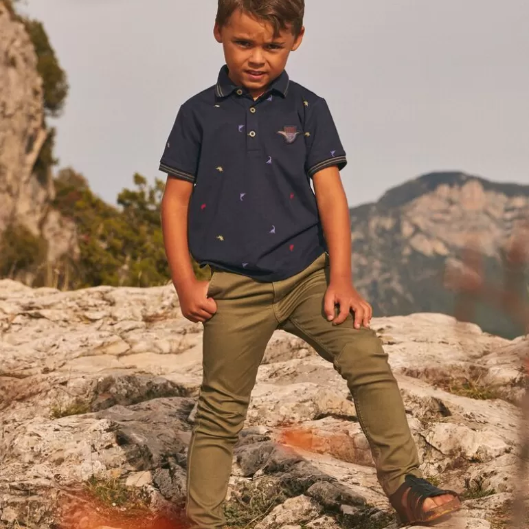 Sergent Major T-Shirt & Polo | Polo Bleu Marine A Motifs Dinosaure