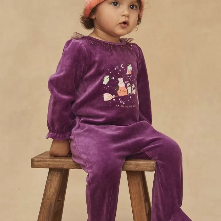 Sergent Major Pyjama & Grenouillère | Pyjama Et Bonnet Violet En Velours