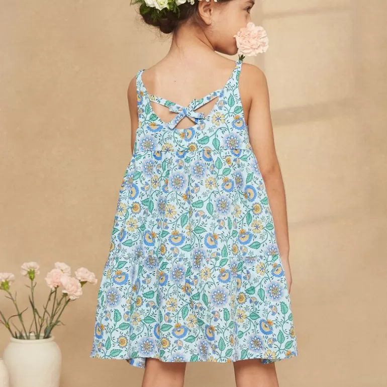 Sergent Major Robe & Combinaison | Robe Courte A Volants Turquoise A Imprime Fleuri