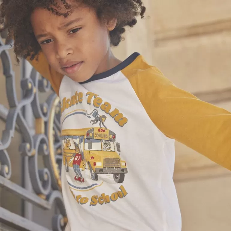 Sergent Major T-Shirt & Polo | T-Shirt Blanc A Motif Bus Scolaire