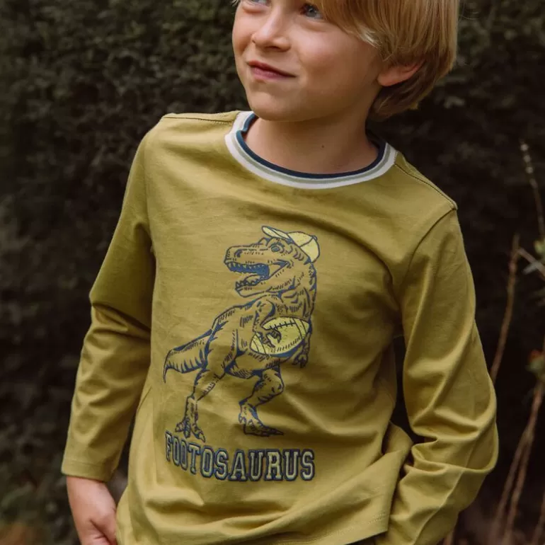 Sergent Major T-Shirt & Polo | T-Shirt Jaune Moutarde A Motif Dinosaure