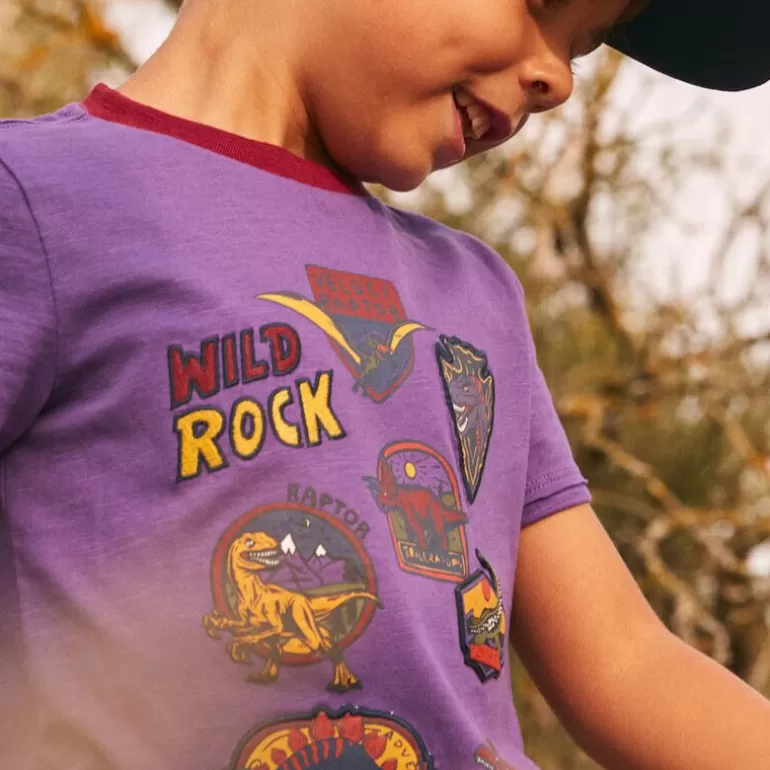 Sergent Major T-Shirt & Polo | T-Shirt Manches Courtes Violet Imprime Dinosaure