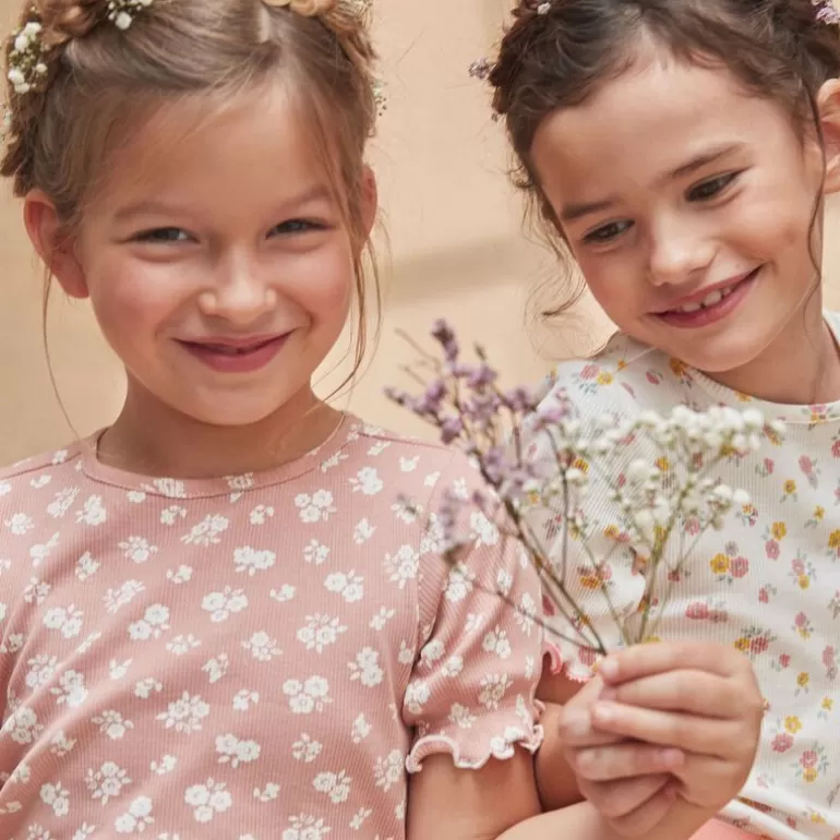 Sergent Major Blouse & T-Shirt | T-Shirt Rose Fleuri Avec Des Manches Ballon